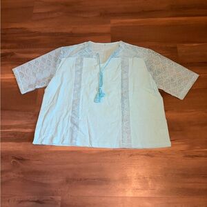 Light Blue Lace Sleeve Top